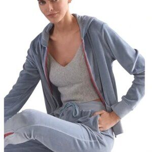 NWT Anthropologie Sundry Light Blue Velour Zip Hoodie XS